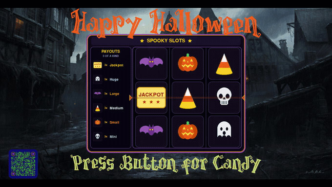 Haunted Slot Machine locking in three pumpkins