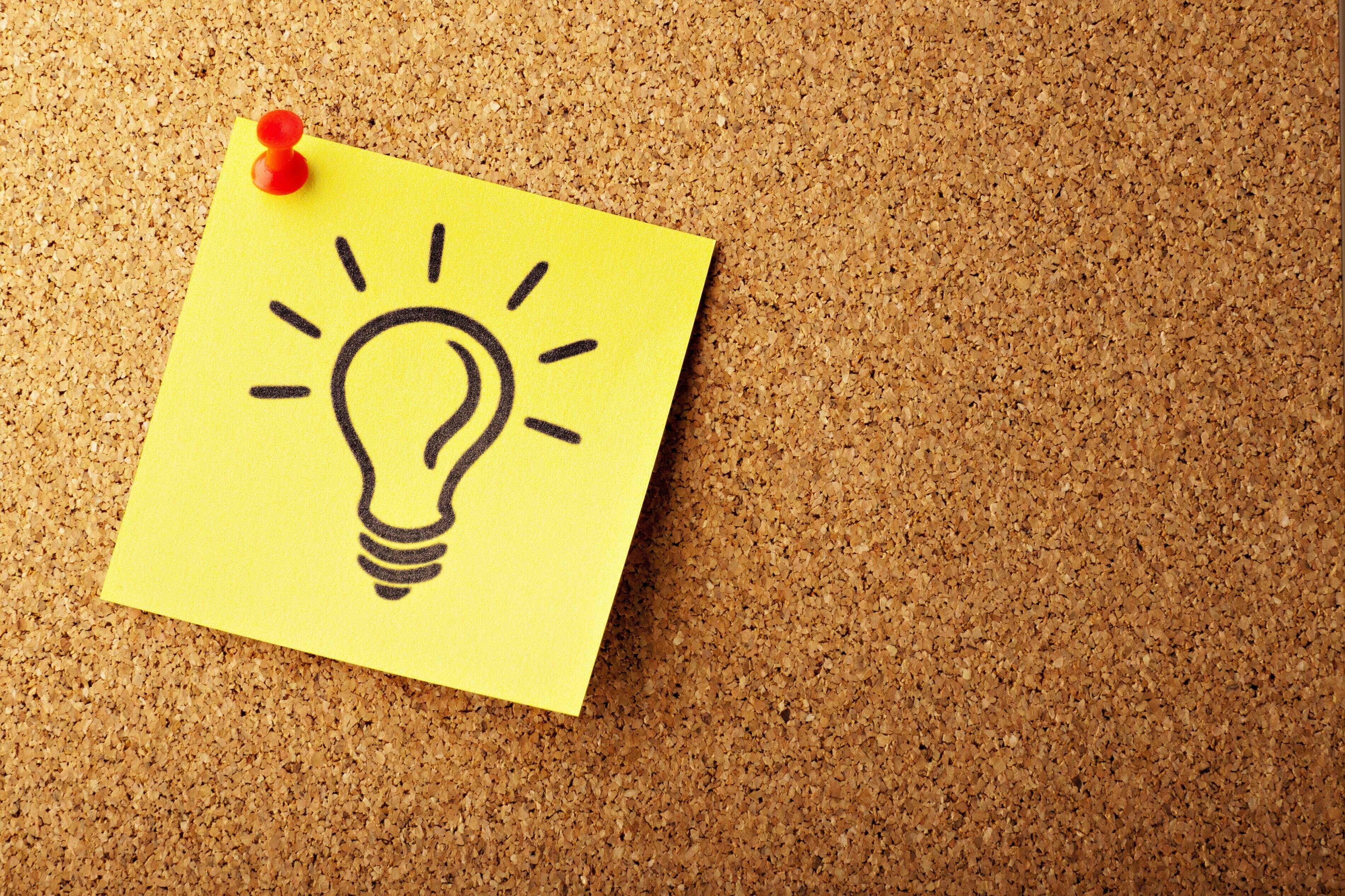 Idea: Image of a post it note of a drawn lightbulb